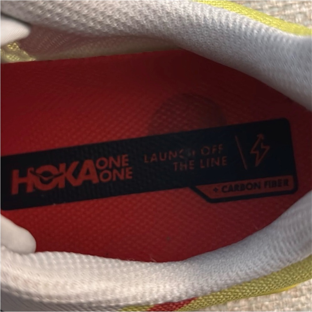 HOKA One One Rocket X Running Shoes Sneakers White / Yellow Mens size 9.5 - Picture 10 of 12